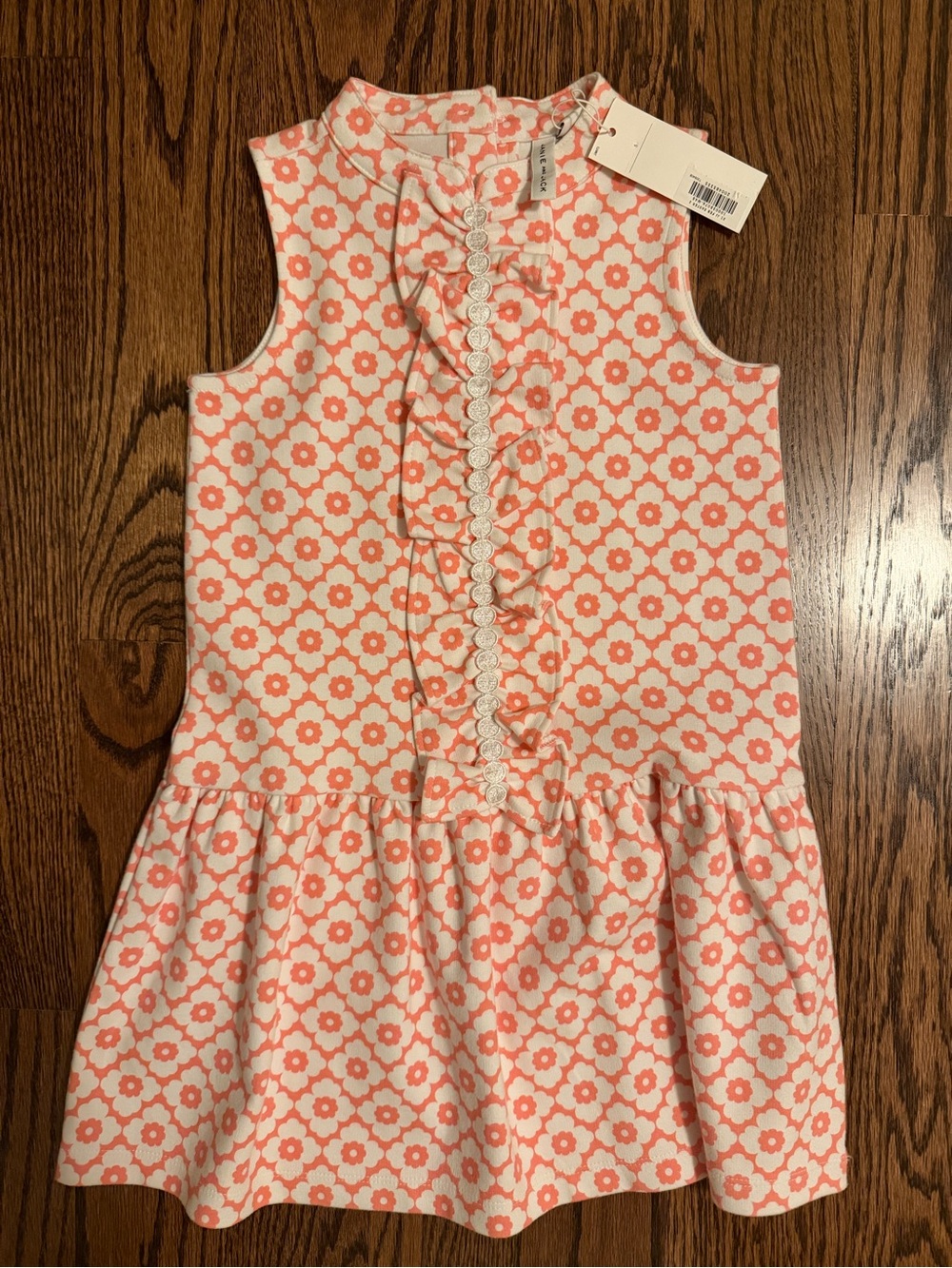 Janie and Jack Coral Floral Ruffle Front Drop-Waist Dress